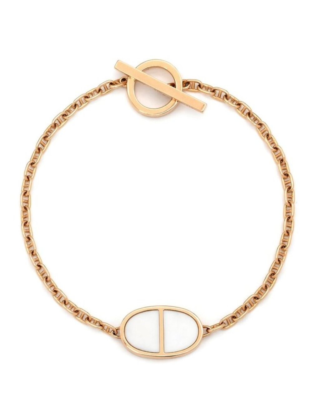 Hermes Bracelet Chaine D'ancre Verso 18K Pink Gold Rose White Sh